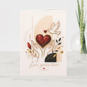 Liebe wächst hier – Goldene Taube und Herz Luxus-K Karte