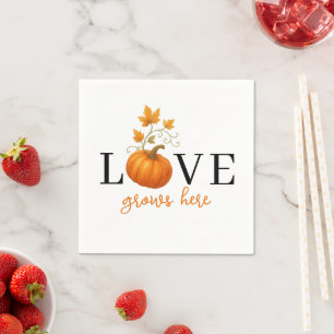 LIEBE wächst hier Kürbisbriefe Herbst Serviette