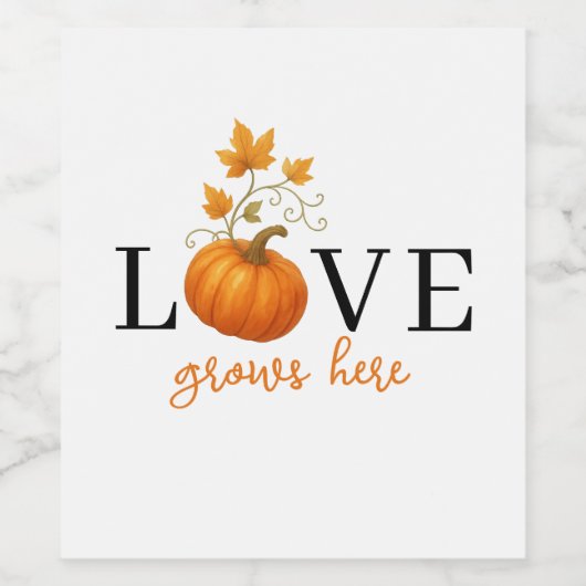 LIEBE wächst hier | Kürbisbriefe Herbst Weinetikett (Einzelnes Label)