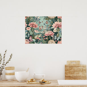 Liebe wächst hier - Pastel Floral & Butterfly Poster