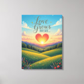 Liebe wächst hier romantische Herzkunst Leinwanddruck (Vorderseite)