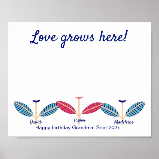 Liebe wächst hier, wo Handprint Footprint DIY Art Poster (Vorne)