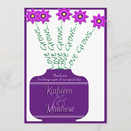 "Liebe wächst" Lila Hochzeitsprogramm für Blumen Programm (Vorderseite)