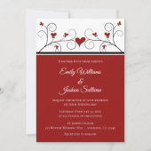 Liebe wächst | Red Hearts Valentine Wedding Einladung (Vorderseite)