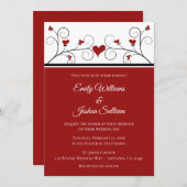 Liebe wächst | Red Hearts Valentine Wedding Einladung (Vorne/Hinten)