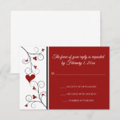 Liebe wächst | Red Hearts Valentine Wedding RSVP Karte (Vorne/Hinten)