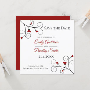 Liebe wächst   Red Hearts Wedding Save the Date Einladung