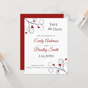 Liebe wächst   Red Hearts Wedding Save the Date Einladung