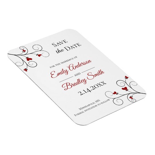 Liebe wächst | Red Hearts Wedding Save the Date Magnet (Rechte Seite)