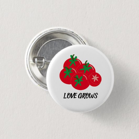Liebe wächst rote Tomaten Button (Vorne & Hinten)
