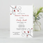 Liebe wächst | Rotes Herz-Brautparty Einladung (Stehend Vorderseite)