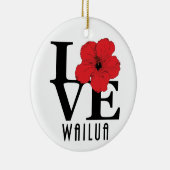 LIEBE Wailua Hawaii Rot-Hibiskus Keramik Ornament (Rechts)