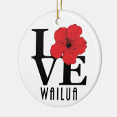 LIEBE Wailua Hawaii Rot-Hibiskus Keramik Ornament (Links)