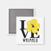 LIEBE Waimalu Yellow Hibiskus Magnet (Vorderseite/Rückseite)