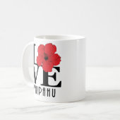LIEBE Waipahu Hawaii 11oz Roter Hibiskus Kaffeetasse (Vorderseite Links)