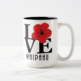 LIEBE Waipahu Hawaii Roter Hibiskus 15oz Zweifarbige Tasse