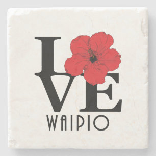 LIEBE Waipio Hawaii Roter Hibiskus Steinuntersetzer