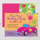 Liebe-Wanzehippie-Geburtstags-Party Einladungen (Vorne/Hinten)