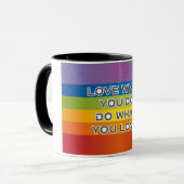Liebe, was Sie zitieren - Rainbow Background Tasse (Vorderseite Links)