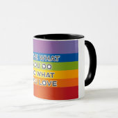 Liebe, was Sie zitieren - Rainbow Background Tasse (VorderseiteRechts)
