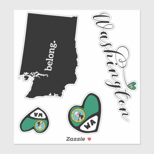 Liebe Washington, 3 Designs, Die Sticker schneiden (Blatt)