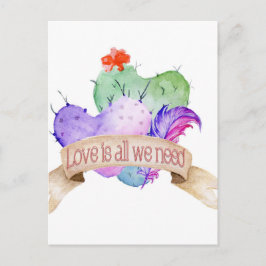 Liebe Wasserfarbe Kakteen Postkarte