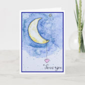 Liebe Wasserfarbe Mond Karte (Vorderseite)