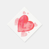 Liebe Wasserfarbe Rotes Herz Party Napkins Serviette (Ecke)
