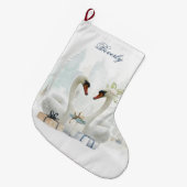 Liebe Wasserfarbe Schwänze mit Geschenken Personal Großer Weihnachtsstrumpf (Vorderansicht (hängend))