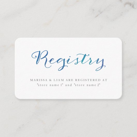 Liebe Wasserfarben-Registrierungskarten / Ozeanbla Begleitkarte (Vorderseite)