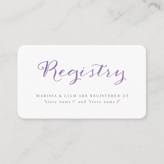 Liebe Wasserfarben-Registrierungskarten / Violett Begleitkarte (Vorderseite)