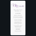 Liebe Wasserfarbenes Hochzeitmenü / Violett Menükarte<br><div class="desc">Stilvoll,  elegant,  lustig - perfekt!</div>