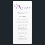 Liebe Wasserfarbenes Hochzeitmenü / Violett Menükarte<br><div class="desc">Stilvoll,  elegant,  lustig - perfekt!</div>