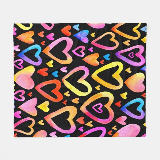 Liebe. Wasserfarbiges Illustrationsherz. Valentin  Fleecedecke (Vorderseite (Horizontal))