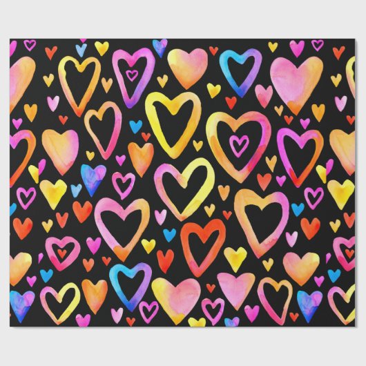 Liebe. Wasserfarbiges Illustrationsherz. Valentin Geschenkpapier (Flach)