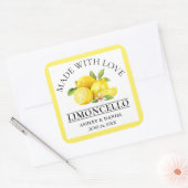 Liebe Watercolor Lemons Wedding Limoncello Quadratischer Aufkleber (Umschlag)