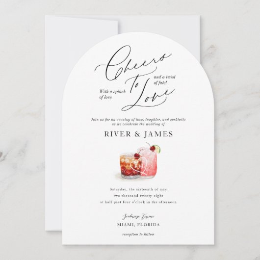 Liebe Watercolor Paares Cocktail Hochzeit Einladung (Vorderseite)