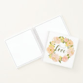 Liebe Watercolor Pastel Orange Peonies Wreath Notizbuch (Innenseite)