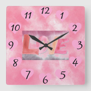 Liebe:WaterColor Quadratische Wanduhr