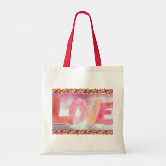 Liebe: WaterColor Tote Bag Tragetasche (Rückseite)