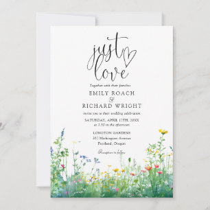 Liebe Watercolor Wildblumen QR-Code Hochzeit Einladung