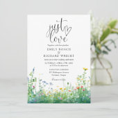 Liebe Watercolor Wildblumen QR-Code Hochzeit Einladung (Stehend Vorderseite)