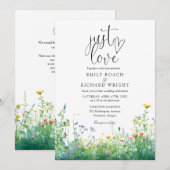 Liebe Watercolor Wildblumen QR-Code Hochzeit Einladung (Vorne/Hinten)