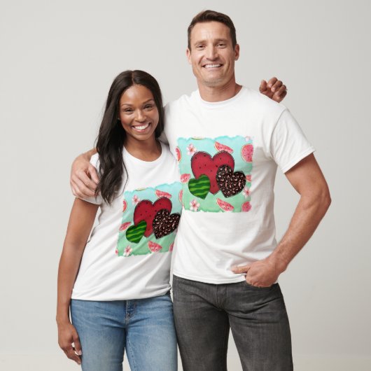 Liebe Watermelon Herz & Leopard Print Design T-Shirt (Unisex)