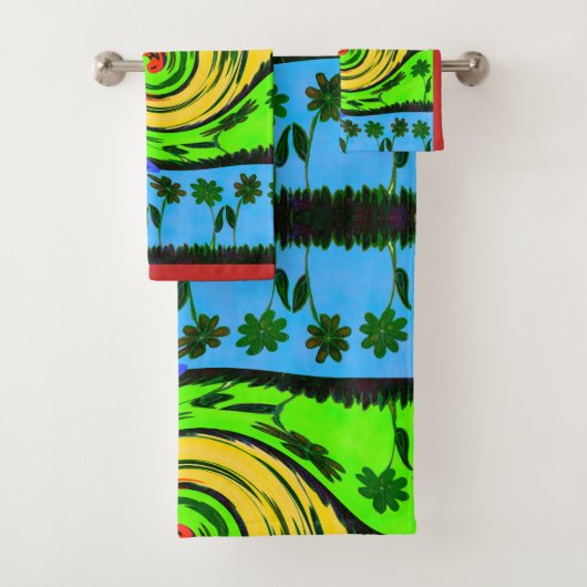 Liebe Wave: Blumenliegestühle in ruhiger Umgebung Badhandtuch Set (Insitu)