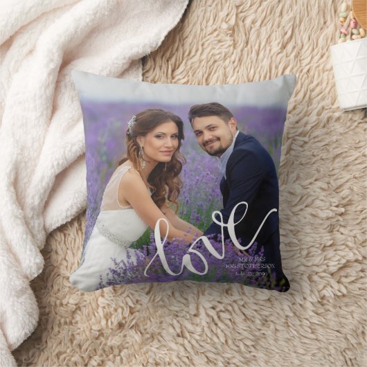 LIEBE Wedding Foto Monogram Keepake Kissen (Decke)