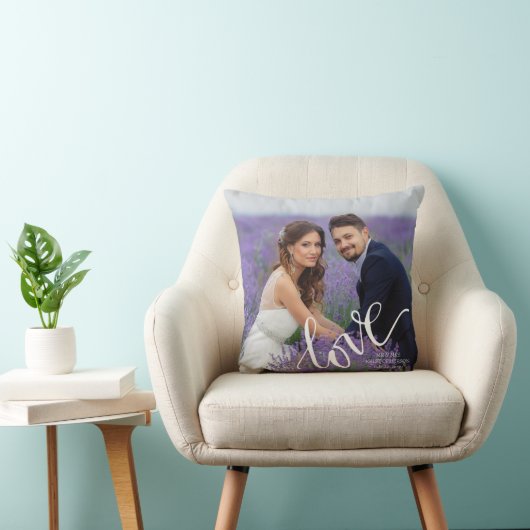 LIEBE Wedding Foto Monogram Keepake Kissen (Stuhl )
