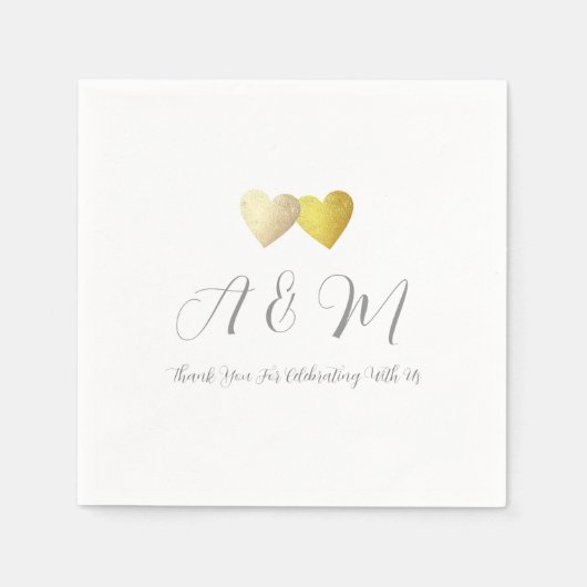 Liebe Wedding Napkin . Imitat goldene Herzen Serviette (Vorderseite)