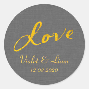 Liebe Wedding Sticker auf grauem Linen