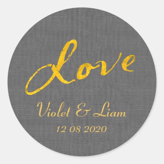 Liebe Wedding Sticker auf grauem Linen (Vorderseite)